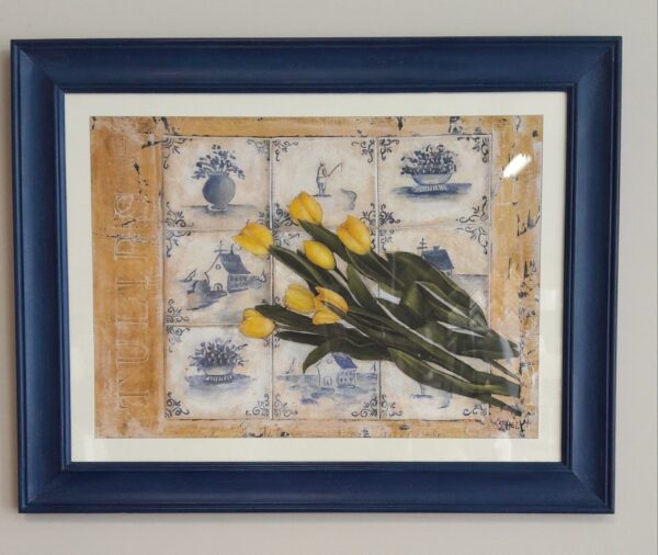 Cadre bleu Tulipes