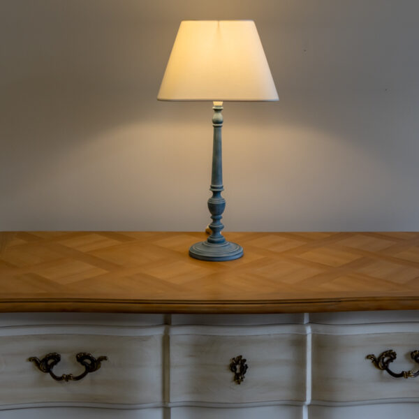 Lampe patine usée blanc et bleu